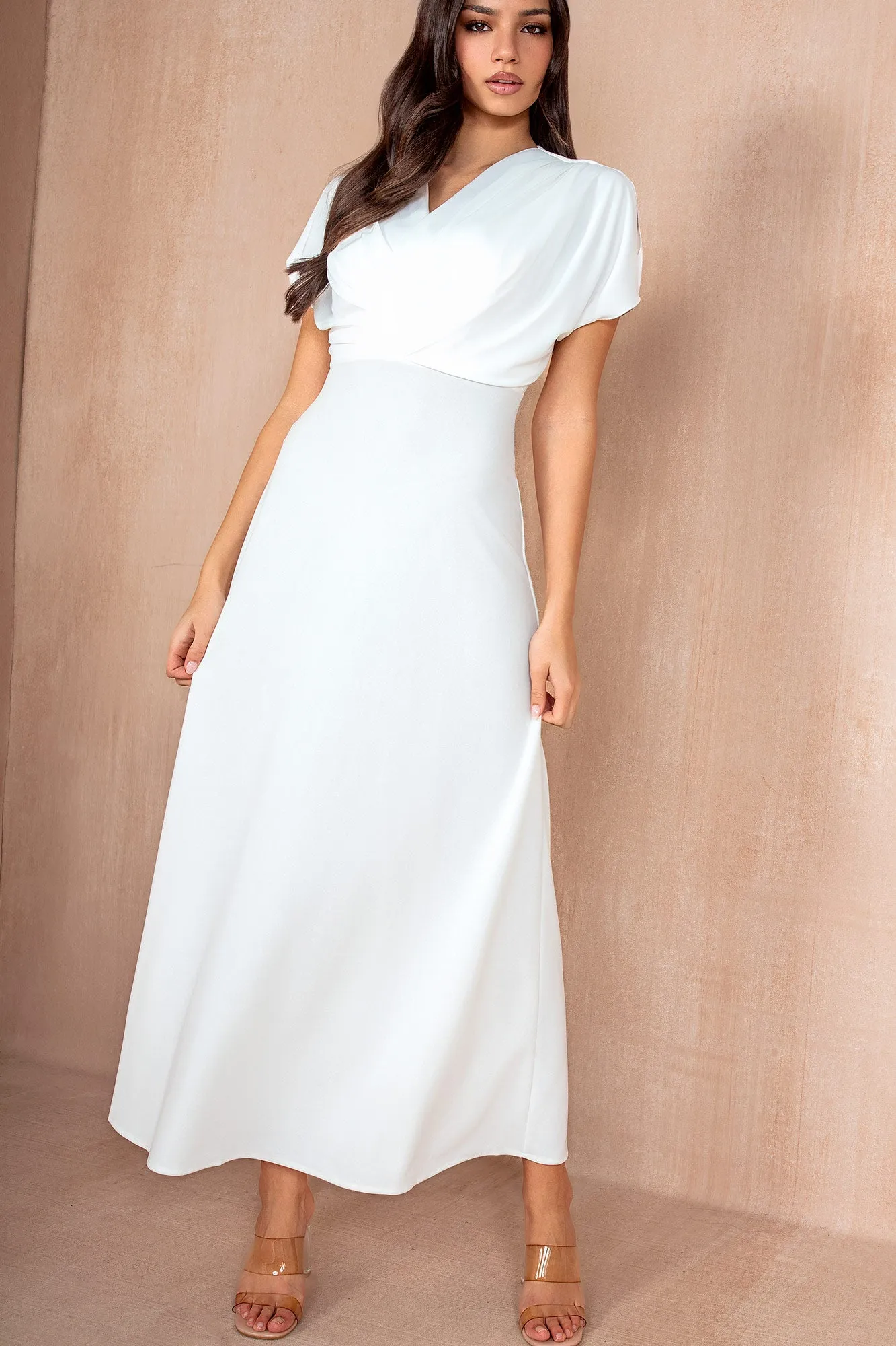 Emily White Wrap V-Neck Dress